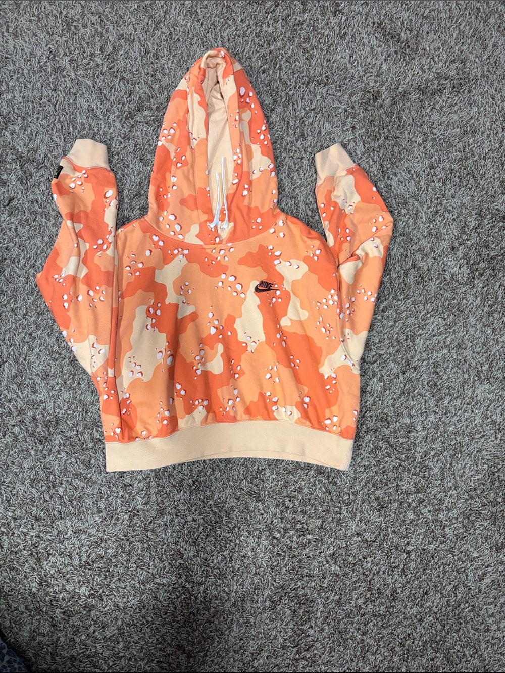 Nike Women’s Orange and Cream Camo Hoodie